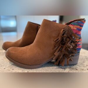 Not Rated Brown Fringe Ankle Booties "NEW"
